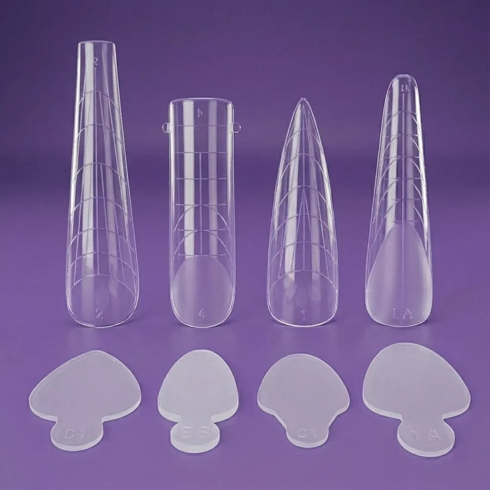 DUAL FORMS TIPS AND SILICONE FRENCH GUIDES 4 DIFFERENT SHAPES 192PCS